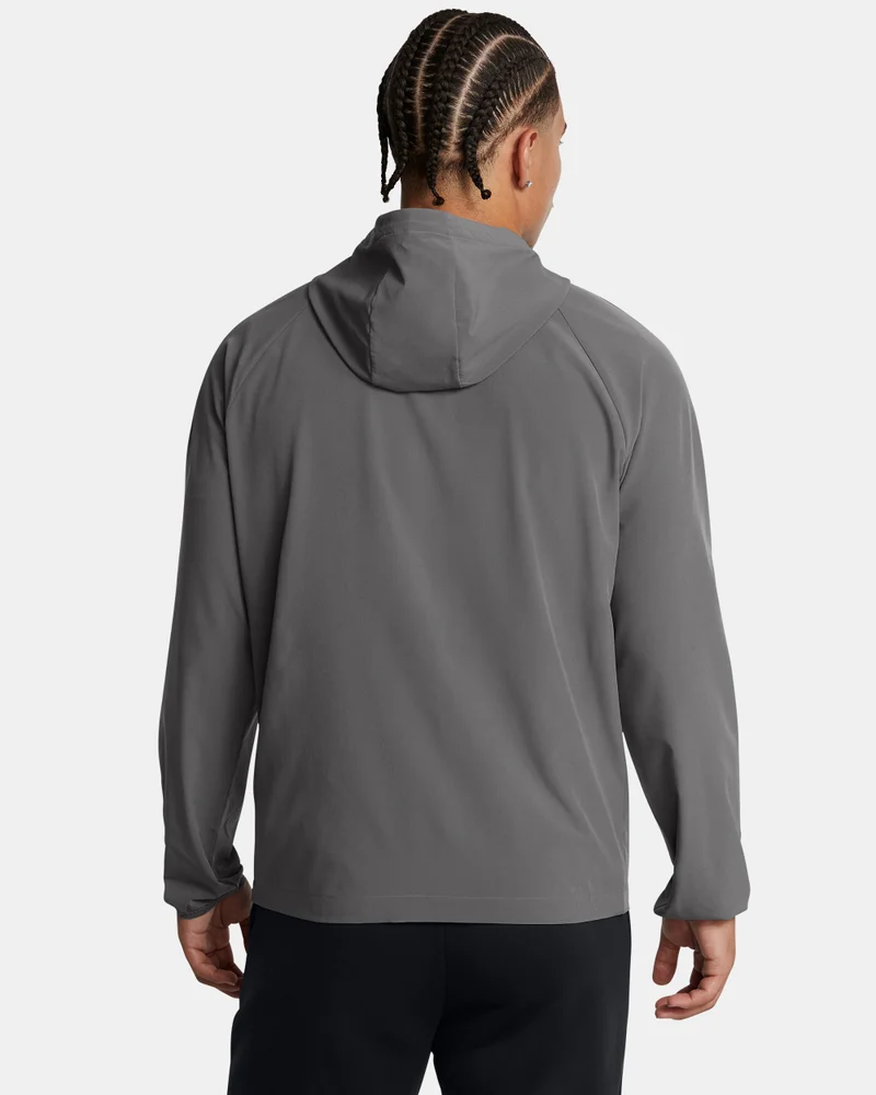 Under Armour Grey Men's Stretch Woven Windbreaker Hoodie for Men | Best Price UAE